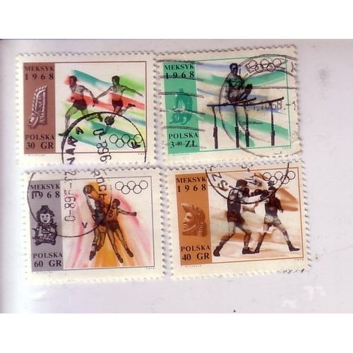 Meksyk , 1968 , Lot De 4 Timbres , Pologne , Thème Sport