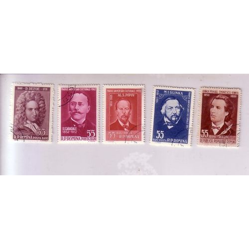 Roumanie , Lot De 5 Timbres  , Thème Célébrités