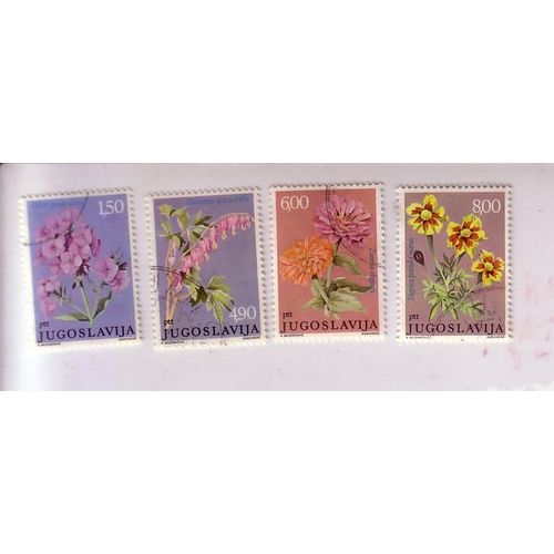 Yougoslavie , Lot De 4 Timbres , Thème Fleurs