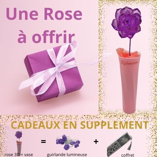 Rose à offrir Violette en résine époxy