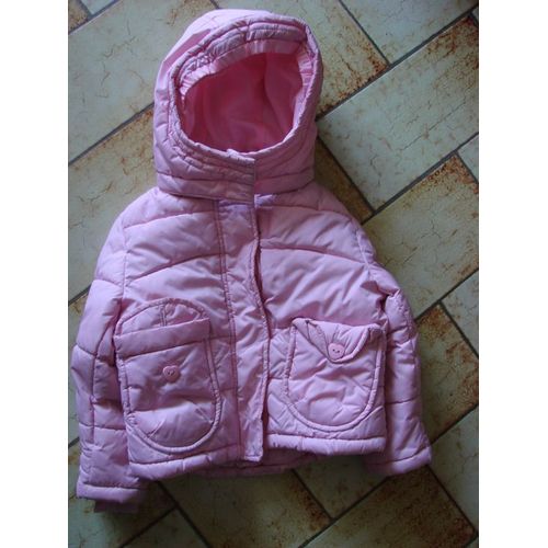 Doudoune Rose Fille, Avec Capuche Bouton Forme Coeur, Marque H& M