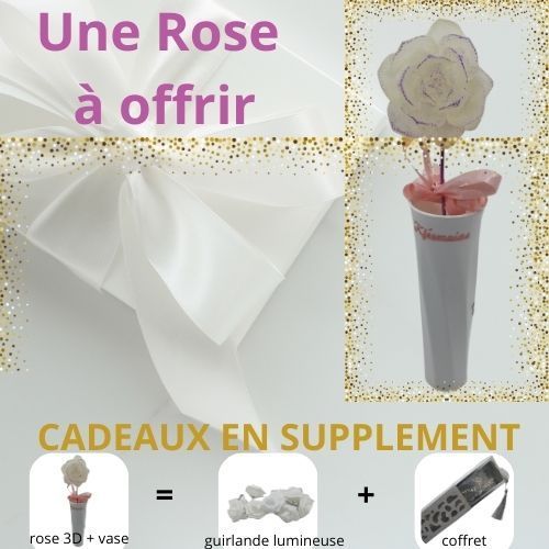Rose à offrir Blanche en résine époxy