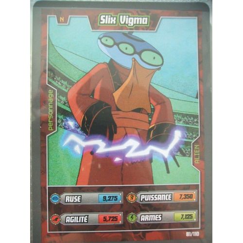 Carte À Jouer Ben 10 Alien Aventures : Personnage Alien Slix Vigma 81/110