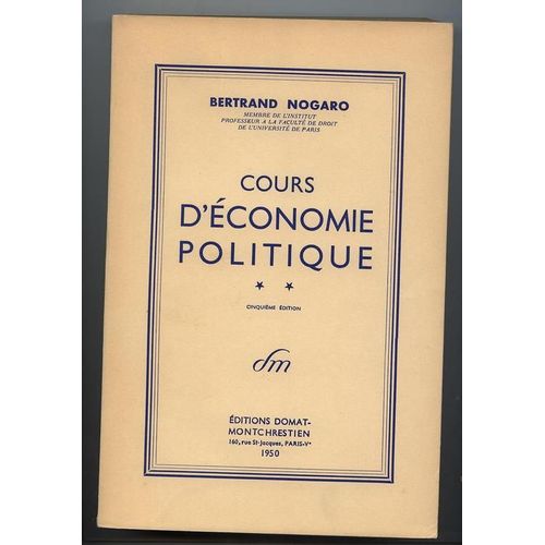 Cours D'économie Politique.