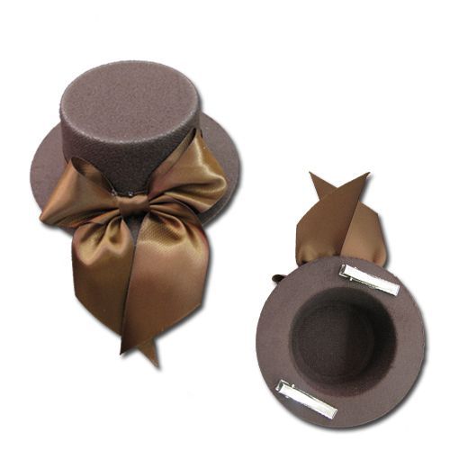 Bibi Mini Petit Chapeau  Fleur Noeud Papillon Marron Plume Barrette Pince Cheveux