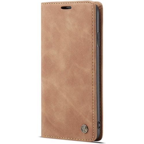 Coque Compatible Avec Iphone Xr,Coque Rabat Cuir Avec Magnetique,Housse Protection Portefeuille Etui Cartes Stand Fonction (Brun)