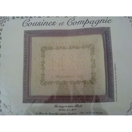 Kit Broderie Cousines Et Compagnie : Monogramme Perlé