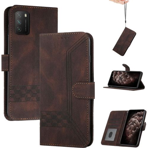 Coque Pour Xiaomi Poco M3/Redmi 9t/Redmi 9 Power,Portefeuille Etui Housse En Cuir Protection Avec Porte Cartes,Fentes Pour Cartes,Fonction De Support,Fermeture Magnetique-Marron