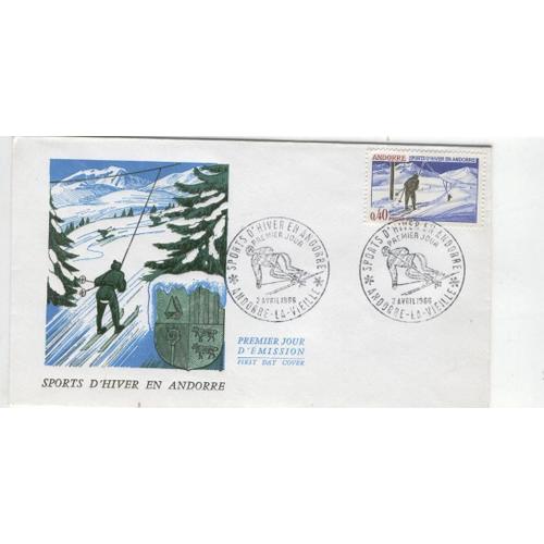 Enveloppe 1° Jour, Timbre De Sports D'hiver En Andorre, 1966