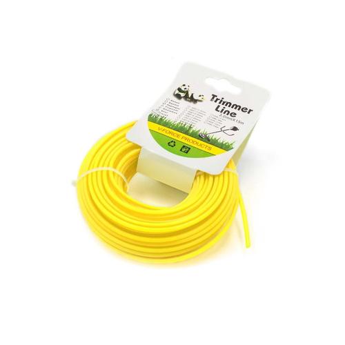 vhbw Fil pour débroussailleuses rotofils 3mm de diamètre compatible - 15 mètres, jaune, nylon, résistant