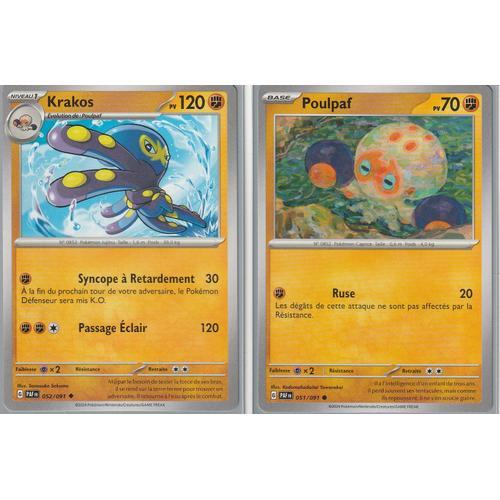 2 Cartes Pokémon - Krakos 052/091 Et Poulpaf 051/091 - Ev4,5 Destinées De Paldea Sous Sleeves - Choupine50 -