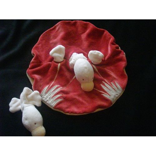 Doudou Plat Moulin Roty Marionnette Edouard  Le Canard Beige Rouge