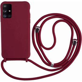 Coque Compatible Avec Samsung Galaxy A71,Collier Pour Etui Colliers De Cellulaire Corde Silicone Avec Cordon Case Tpu Bumper Pour Samsung Galaxy A71-Rouge