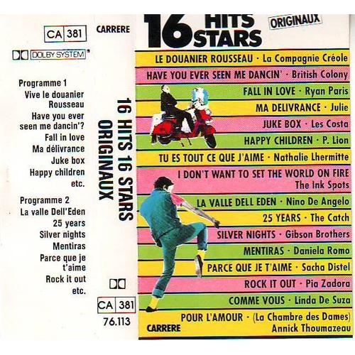 16 Hits 16 Stars Originaux - Julie Pietri - Linda De Suza - Les Costa - Pia Zadora -  Nathalie - Cassette Audiolhemitte - Carrère 1984
