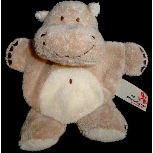 Doudou Peluche Hippopotame Nicotoy Plat Crème Beige