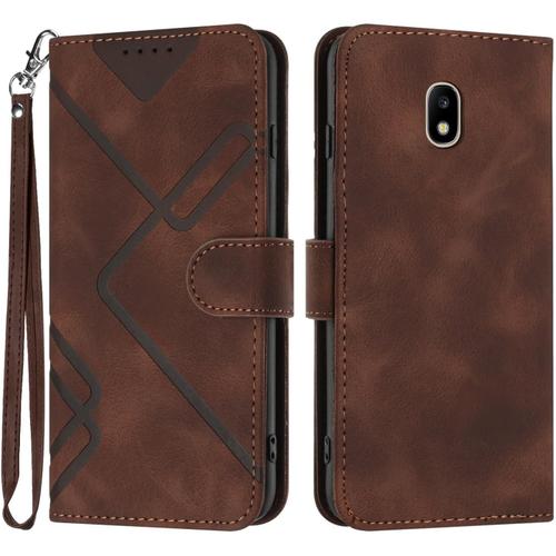 Etui Portefeuille Compatible Avec Samsung Galaxy J5 2017 Avec Porte-Cartes En Tpu Resistant Aux Chocs | Etui A Rabat En Cuir Synthetique De Qualite Superieure Avec Fentes Pour Support