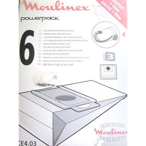 Sacs Aspirateur Pour Moulinex Powerpack - Lot De 10