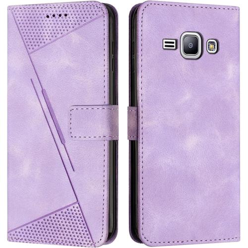 Boite A Flip Telephonique Compatible Avec Samsung Galaxy J1 Etui Portefeuille A Rabat Avec Fente For Carte Et Dragonne Compatible Avec Samsung Galaxy J1 Cas De Telephone Portable (Color : Mor)