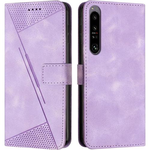 Boite A Flip Telephonique Compatible Avec Sony Xperia 1 Iv Etui Portefeuille A Rabat Avec Fente For Carte Et Dragonne Compatible Avec Sony Xperia 1 Iv Cas De Telephone Portable (Color : Mor)