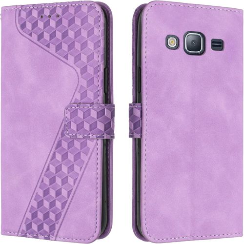 Coque Pour Samsung Galaxy J3 2016, ¿¿Tui Housse Protection En Cuir Pu [Pochette De Portefeuille] [Magn¿¿Tique], Antichoc Etui ¿¿ Rabat Pour Samsung J3 2016 (Violet)