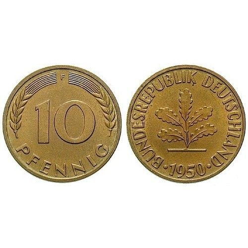 Allemagne:10 Pfenning 1950 D