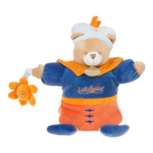 Doudou Prince Marionnette Fleur Ours Bear Bar Orso Indidous Doudou Et Compagnie Indidou Bleu Orange