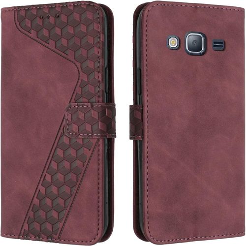 Coque Pour Samsung Galaxy J3 2016, ¿¿Tui Housse Protection En Cuir Pu [Pochette De Portefeuille] [Magn¿¿Tique], Antichoc Etui ¿¿ Rabat Pour Samsung J3 2016 (Rouge)