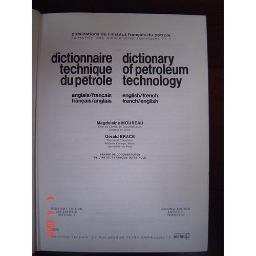 Dictionnaire technique du pétrole - anglais-français, français