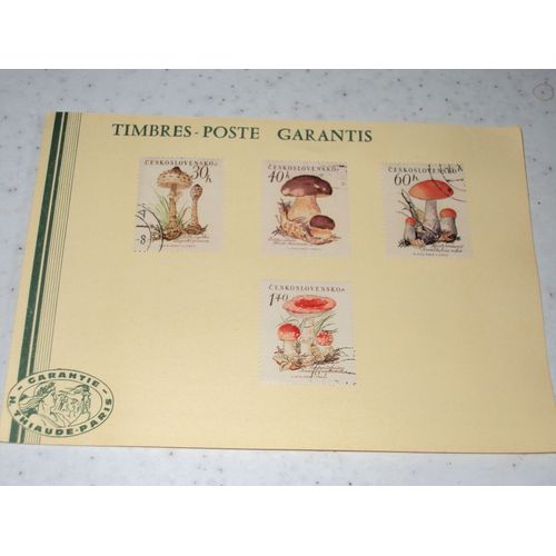 Tchecoslovaquie.Champignon.Lot De 4 Timbres Oblitérés.