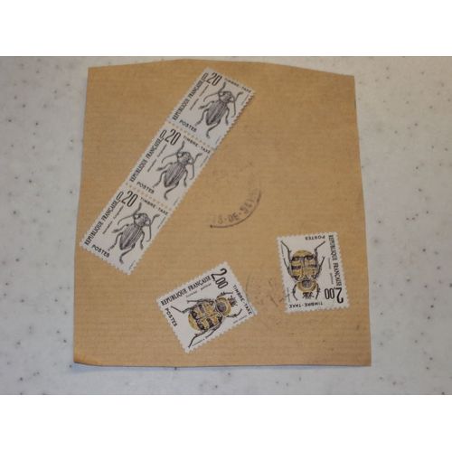 Lot De5 Timbres Taxe.2 Trichius Gallicus (2f)+3 Dorcadion Fulliginator(20c)