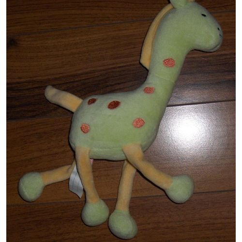 Doudou Sucre D'orge Girafe Verte Pastel Et Orange