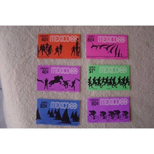 Serie De 6 Timbres Neufs J.O De 1968 Mexique