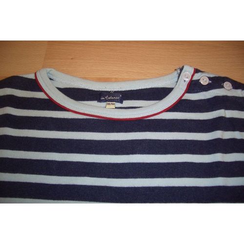 T-Shirt Manches 3/4 Mariniere Rayée Bleu T 38