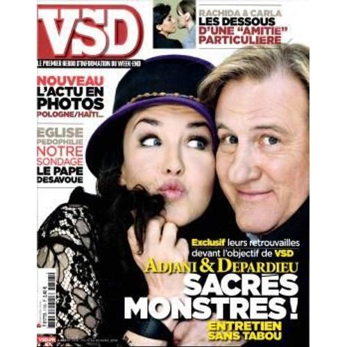 Vsd  N° 1703 : Isabelle Adjani Et Gerard Depardieu Entretien Sans Tabou - Rachida Dati Et Carla Les Dessous D Une Amitie Particuliere - L Actu En Photos - Eglise Pedophilie Le Sondage