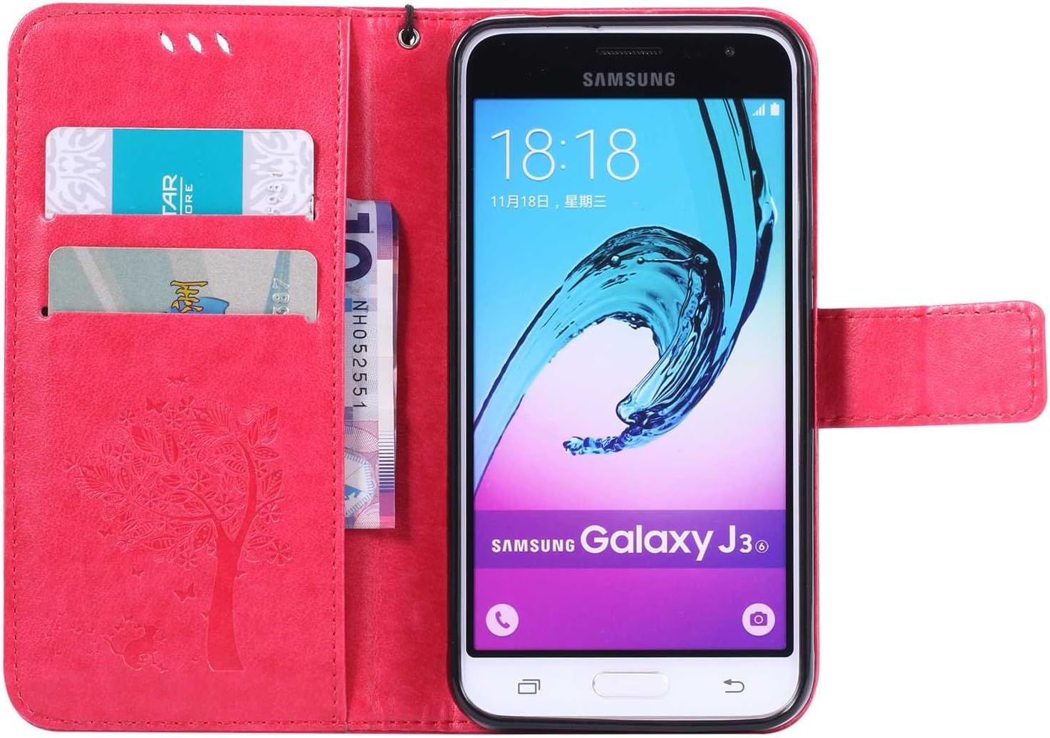 Coque Pour Galaxy J3 2016, Etui En Cuir Pu Portefeuille, Ant... - 3