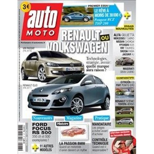 Auto Moto  N° 177 : Renault Ou Volkswagen Essais Alfa Guilietta, Mercedes E Cabrio, Vw Touareg, Skoda Fabia, Jaguar Xj + Histoire Bmw