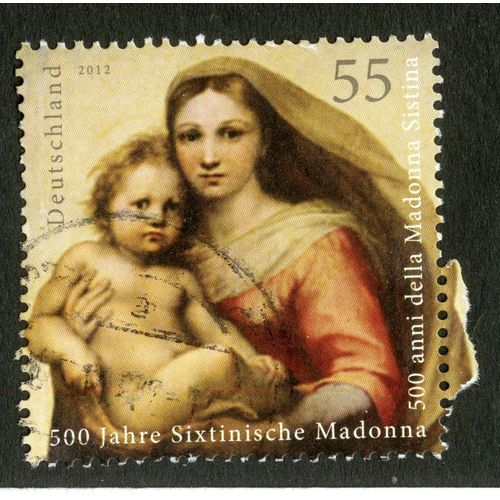 Timbre Oblitéré Deutschland, 500 Jahre Sixtinische Madonna, 2012, 55