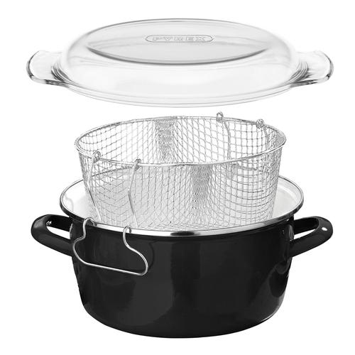 Premier Housewares Friteuse Avec Couvercle En Pyrex Noir 5 Litres 6 X 33 X 27 Cm (Import Grande Bretagne)