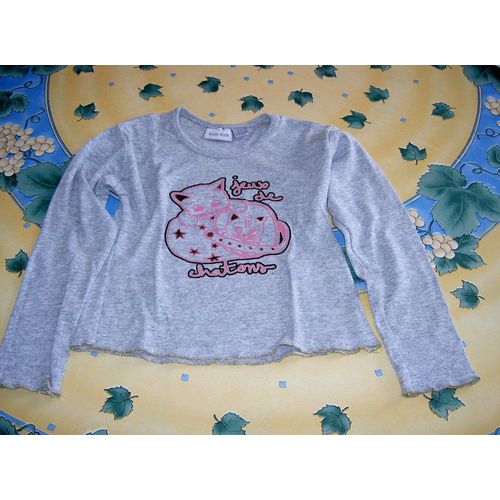 T-Shirt Manches Longues Gris Motif Jeux De Chatons Kiabi Kids Taille 5 Ans