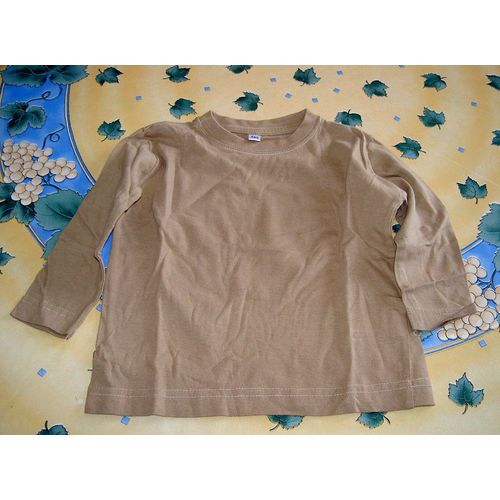 T-Shirt Manches Longues Marron Beige Vertbaudet Taille 2 Ans (24 Mois)