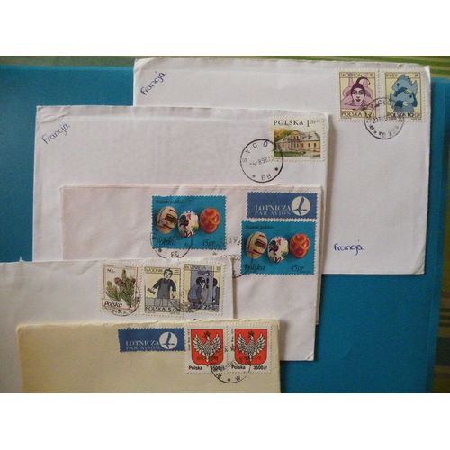 5 Enveloppes Oblitérées Comprenant 10 Timbres De La Pologne