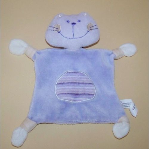 Petit Doudou Chat Plat Violet Mauve Auchan