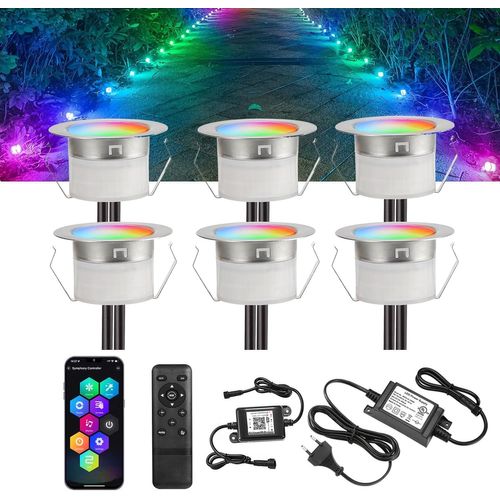 Geyueya Home Wifi Spot Led Encastrable Extérieur Ø31mm 12v Rgbic Couleur Dynamique Etanche Ip67 Spot Led Lot De 6 [Classe Énergétique F]