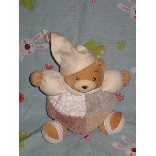 Ours Bonnet Patapouf Boule Gris Marron Blanc Beige Sable Doudou Kaloo 18 Cm