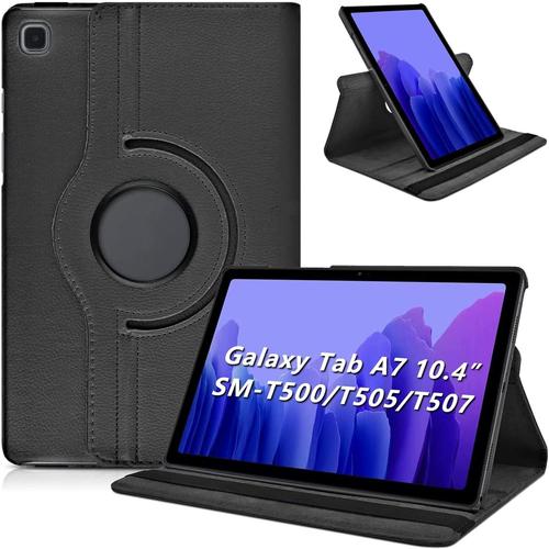 Coque Pour Samsung Galaxy Tab A7 10,4 Pouces 2022/2020 Smt500/T503 / T505/ T507 Ultra Mince 360 Rotatif Support Housse De Protection Cuir Étui Tablette A7 10,4'' Book Cover Noir