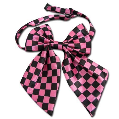 Lavallière Cravate Noeud Papillon Blanc Carreau Noir