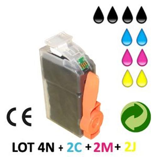 LOT 10 CARTOUCHES JET D ENCRE COMPATIBLE CANON IP4200/PGI5 AVEC PUCE POUR CANON PIXMA IP4500 : 4 BLACK + 2 CYAN + 2 MAGENTA + 2 YELLOW