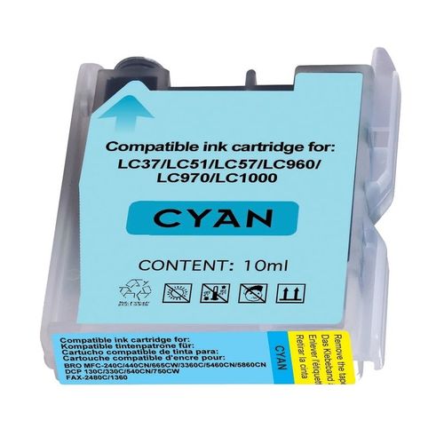 CARTOUCHE JET D ENCRE COMPATIBLE BROTHER LC970/LC1000 universal CYAN pour BROTHER DCP 135C