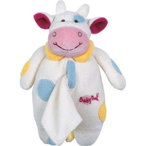 Doudou Mouchoir  Vache Baby Nat' Babynat Peluche 19 Cm Blanc Rose Bleu Jaune