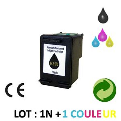 LOT 2 CARTOUCHES JET D ENCRE REMANUFACTURE HP DESKJET D4260/D4360 - CB335E - 20ml POUR HP PHOTOSMART C4280 : 1 BLACK + 1 COLOR